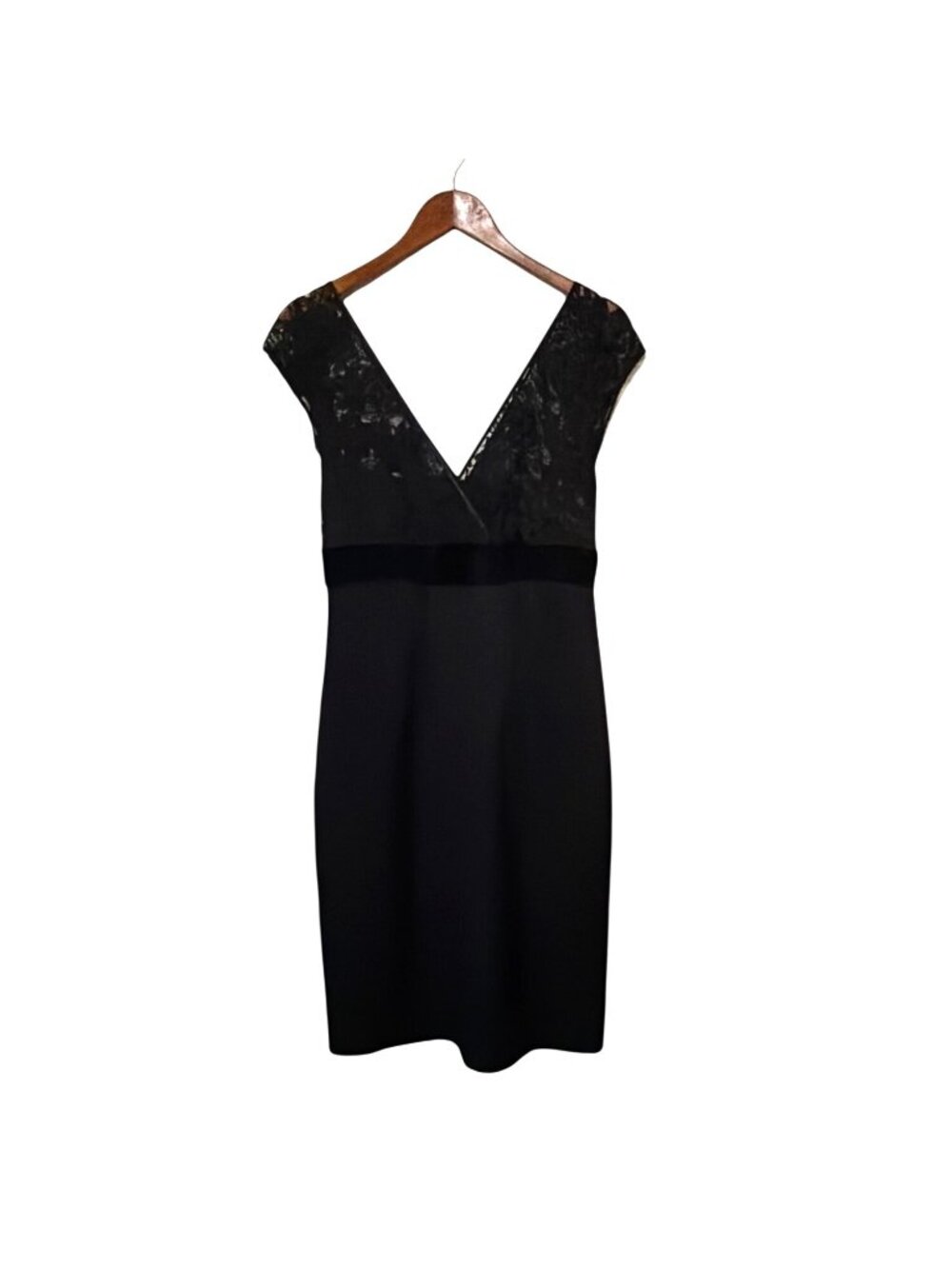 Banana Republic Black Lace V-Neck Cocktail Dress Size 6 Elegant Evening Wear
